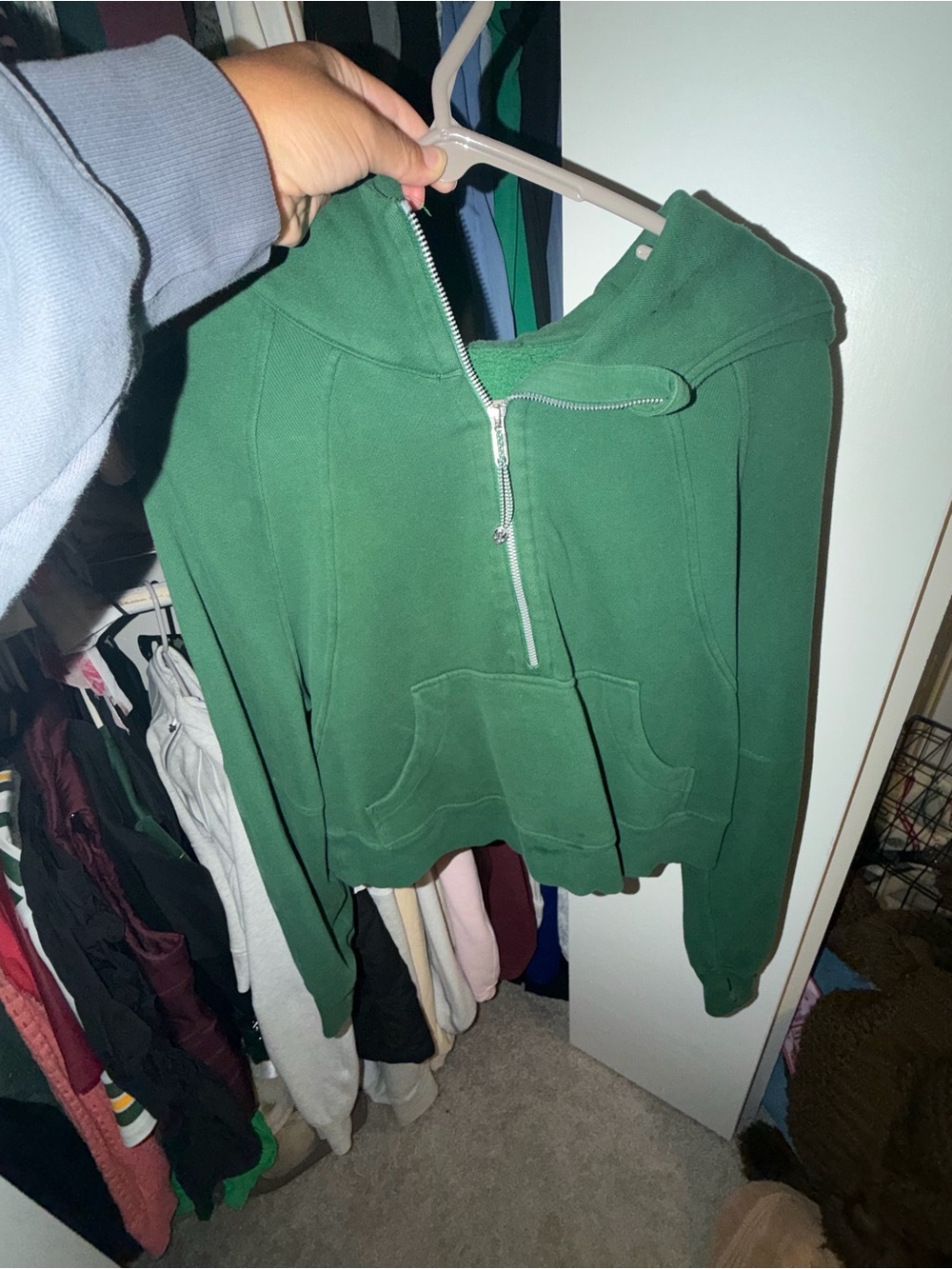 lululemon athletica Green Half-Zip Hooded Sweatshirt
